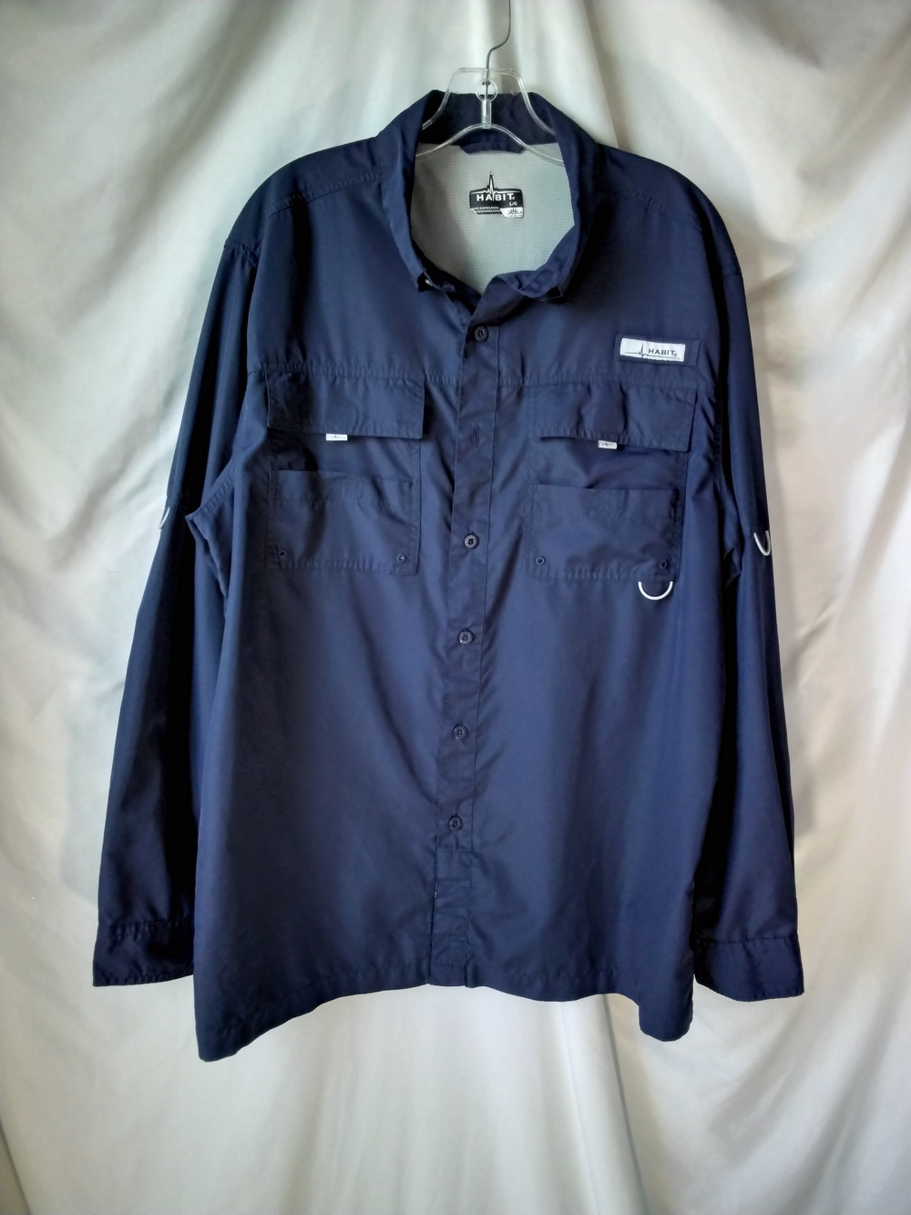 Habit Outdoors Men’s Navy Long-Sleeve Fishing Shirt